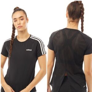adidas Climalite Womens Design 2 Move 3-Stripes T-Shirt Black/​White Size Small